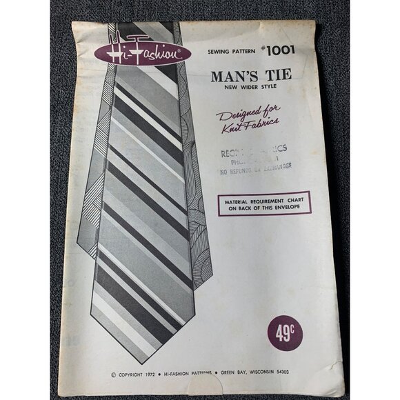 Kwik Sew Mens Tie Sewing Pattern 1001 - uncut - Picture 5 of 10